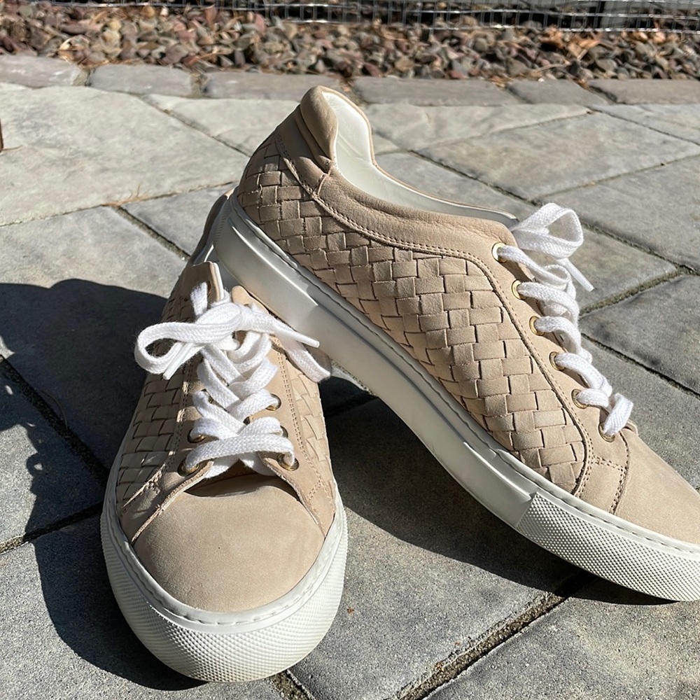 M. Gemi Portare Suede Leather Woven Lace Up Sneakers Tan Sz 11